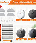 Must Have All In One Vacuum Cleaner Accessories Kit For D9 D9 Max D9 Pro L10 L10 Pro with brushes, filters, and mops.