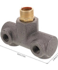 Four Way Pneumatic Air Compressor Manifold Mounting Bracket, cast iron, precision machined threads, measurements displayed