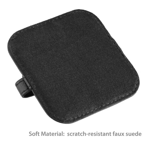 Black pad from 4 Pack Elastic Strap Screen Cleaning Pads With Soft Cloth Wipes For All Screens Including iPad iPhone MacBook Tablet Laptop TV Camera Color Mixed Super Handy For Travel And Everyday Use
