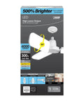 LED Garage Light With Multiple Adjustable Panels, E26 Base, 4,000 Lumens, 300W Equivalent, Long-Lasting 25,000 Hour Lifetime packaging
