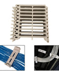 Heavy Duty Desktop Cable Organizer With Server Rack Tray Clips And Sturdy Wire Holder to Ditch Cord Chaos, grey plastic clips.