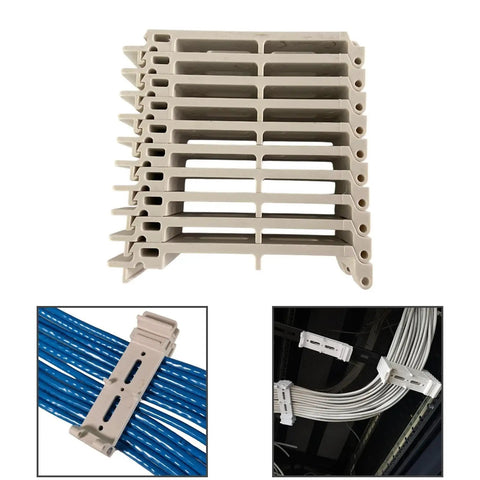 Heavy Duty Desktop Cable Organizer With Server Rack Tray Clips And Sturdy Wire Holder to Ditch Cord Chaos, grey plastic clips.