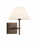 DANCYHOME Modern Farmhouse Weathered Bronze Cordless Wall Sconce with tapered white fabric shade and bronze finish.
