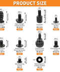 Heavy Duty Computer Screw Organizer Kit Featuring Motherboard Standoffs And Ssd Hardware Fasteners For Tight Fits And No Sweat Pc Builds And Quick Repairs, detailed size chart of various screws.