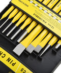 Pro Grade Punch And Chisel Set With Flat Chisel Pin Punch Center Punch And Drift Punch For Metalworking With Ergonomic Grip