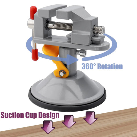 Mini Bench Vise With 360 Degree Swivel Suction Base Small Table Clamp Workbench Vise for jewelry making and DIY crafts.