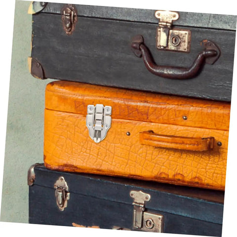 Stack of vintage suitcases with Vintage Hasp Buckles Set 15Pcs for Jewelry Boxes Durable Draw Latch Hardware Antique Finish Easy to