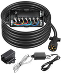 Tough As Nails Seven Pin Trailer Wiring Harness With Eight Foot Extension Cable And Weatherproof Junction Box detailed view with plugs.