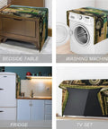 Farmhouse Style Top Load Washer And Dryer Cover With Storage Pockets, Dustproof Linen Cotton Blend Protector on appliances