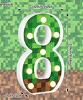 8.5 Inch Pixel Game Light Up Number 8 For Gamer Birthday Party Decor With Led Pixel Pattern Night Light Centerpiece