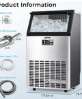 Straight Fire Commercial Ice Maker Cranks Out 100 Pounds Daily With 33 Pounds Storage, showing ice cubes in top compartment.