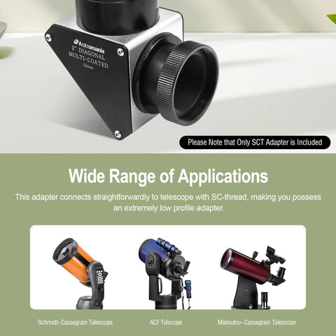 2 Inch SCT Diagonal Adapter For Refractor Diagonals Lets You Run Push In Refractor Diagonals On A Standard SCT Diagonal Quick No Fuss Install For 24 TPI SCT Threads On Your Telescope With M48 x 0 End