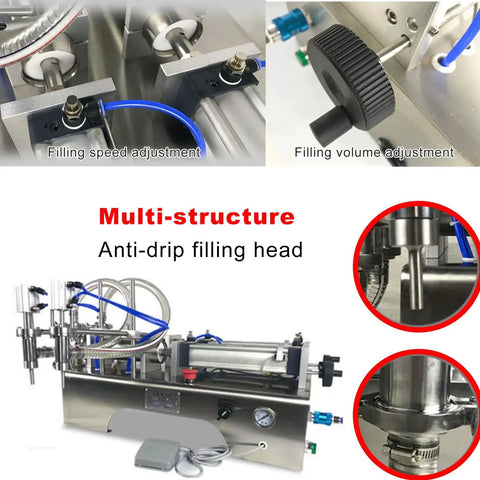 Heavy Duty Double Head Pneumatic Bottle Filler With Stainless Steel Body For Oils Liquids And Paste, Hella Flexible Controls And Built Like A Tank To Crush Daily Bottling Tasks Effortlessly, featuring speed and volume adjustments.