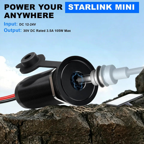 Upgraded 12V Power Adapter For Starlink Mini Recessed Mount Plug And Play Converts 12V 24V To 30V Step Up Waterproof Power Supply