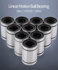 10 Pack 12x20x30mm Linear Bearings For 12mm Rods Smooth Ball Bearing Slides For CNC And 3D Printer Projects Steel Construction