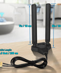 Tri Band WiFi 6E Antenna With Magnetic Base And 6.5 Ft Extension Cable For PC Desktop PCIe Card And Router on table