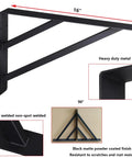 Two Pack Rock Solid Shelf Brackets 16 By 12 Inch Wall Mounted Heavy Duty Floating Support Braces Matte Black Steel Braces showing 90-degree angle.