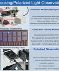 Bright Field And Dark Field Electron Metallographic Microscope With 25MP USB 3 Imaging Camera And Free Pro Grade Image Software For Precise Metallography Analysis, polarized stage
