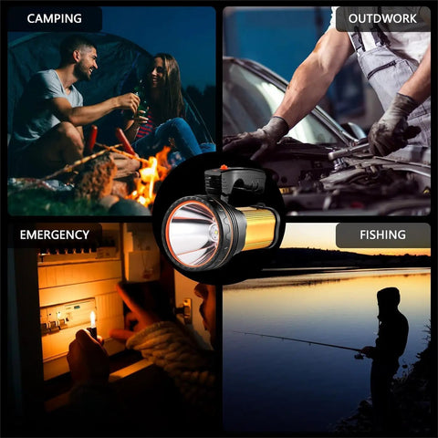 Ultra Bright 9000LM Spotlight Flashlight With USB Power Bank Output, IPX5 Waterproof for camping, emergencies, and outdoor work