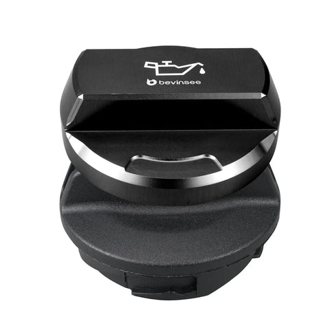 Engine Oil Fill Cap 06K103485C Aluminum Black For VW Audi EA888 Gen 3 Mk7 GTI A3 A4 A5 A6 TT Beetle Passat Tiguan Replacement Beefed Up Durability 6061 T6 Anodized Cap With Weatherproof ABS Body And Fluororubber Seal close-up
