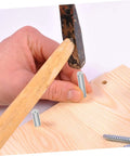 Installing stainless steel dowel pin into wood with hammer, part of Stainless Steel Dowel Pins 100 Pcs Pro Grade Precision Fastening Pegs