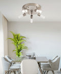 Five Head Dimmable LED Ceiling Spotlight Track Lighting Kit With Adjustable Round Heads in a modern dining area