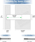 Diagram showing 10 Pack Solid 316 Stainless Steel Glass Railing Standoff Hardware dimensions for balcony and stair balustrade installation