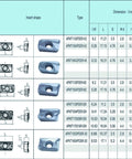 Carbide insert set for CNC milling, APMT1604PDER-M2, 10 pcs; blue inserts with dimension table.