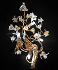 All Copper Postmodern Wall Lamp Featuring Sparkling Crystal Kapok Accent For Bedroom Or Hallway, artistic design, intricate branches with crystal flowers.
