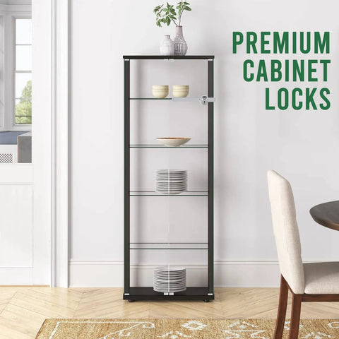 Sliding Glass Door Ratchet Lock With Chrome Finish For Cabinets And Display Showcases on black glass cabinet