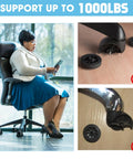 Heavy Duty Office Chair Glides Convert Swivel Casters To Stationary Feet For Gaming Or Desk Chairs Easy Slide On Anti Roll Floor Safe Rock Solid Setup Keeps Things Dead Still No Slipping Allowed with woman seated.