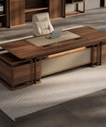 Huge Adjustable Standing Desk Featuring Smooth Sit Stand Functionality, spacious wood laminate surface and storage drawers.