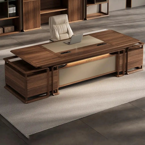 Huge Adjustable Standing Desk Featuring Smooth Sit Stand Functionality, spacious wood laminate surface and storage drawers.