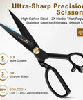 Heavy Duty 10 Inch Fabric Scissors Set With SK5 High Carbon Steel Do It All Pro Grade Shears And Built-In Measuring Tape For Sewing, Quilting, And DIY Crafts Includes Tailor Chalk Seam Ripper And Wrench Made In Solingen Germany black 10-inch fabric scissors
