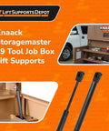 Top Shelf Two Pack Automotive Gas Strut Lift Supports For Toolbox Lid Replacement with black finish, ideal for job box lids.