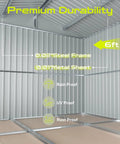 Interior of 6 By 4 Outdoor Storage Shed In Brown Sturdy Metal Building With Floor Frame, showcasing steel frame and durability features.