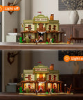 Old West Saloon LED Light Building Block Set With 2026 Pieces For Adults And Teens Western Themed Construction Model Kit To Build The Classic Bar Scene And Light It Up, lit saloon display