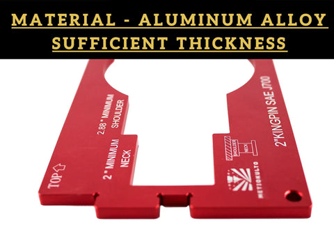 King Pin Wear Gauge for 2 Inch and 3.5 Inch Pins Aluminum Alloy Construction Undersized Diameter Detection Tool for Trucks and Trailers Includes 360 Degree Rotation for Accurate Diameter Check; red aluminum alloy gauge