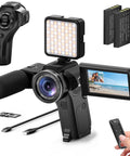 8K Ultra HD Video Camcorder For YouTube And Live Streaming with 75MP Photos, dual view, 16x zoom, WiFi, flip screen, accessories