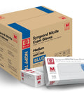 Straight Up Reliable Blue Nitrile Exam Gloves Latex Free And Powder Free For Clinics And Everyday Tasks Medium Size With Slick Surface And Tight Seal Case Of 1000 with packaging.