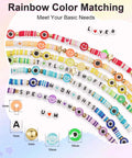Beginner Friendly Friendship Bracelet Making Kit With 4800 Beads And 300 Charms showing colorful beaded strings and alphabet charms