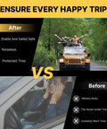 Comparison of happy group in Jeep vs. unhappy driver showcasing improved ride stability and noise reduction