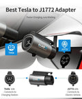 Heavy Duty Tesla To J1772 Charging Adapter provides no fuss electric car power up to 80 amps at charging station.