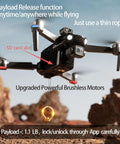 Next Gen Pro Drone With 4K Camera 360 Obstacle Avoidance 3 Axis Gimbal Payload Release flying over rocky terrain