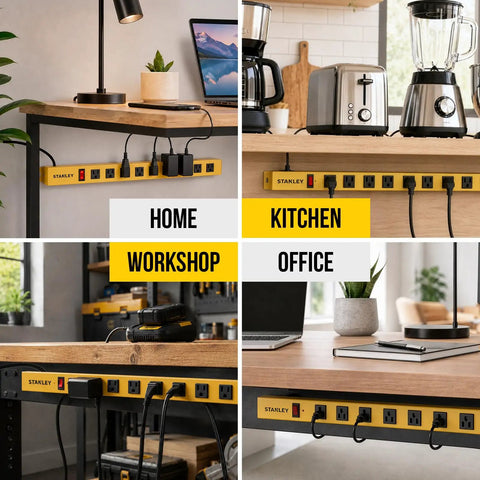 Indoor Surge Protector Power Strip With 9 Outlets 600 Joules Of Surge Protection 6 Ft Cord 14 AWG Type B Plug various settings
