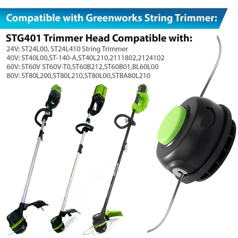 Replacement Trimmer Head For Greenworks String Trimmer Pro Grade Upgrade Fits ST60V ST60V T0 ST60B01 BL60L00 STG401 And ST80 Series 80V ST80L200 ST80L210 ST80L00 STBA80L210 Ideal Upgrade For Quick Line Feed And Durable Cut Performance