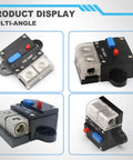 Heavy Duty 100 Amp Circuit Breaker With A No Hassle Manual Reset Lever Waterproof Housing And Rock Solid Terminals Rated For Rvs Boats Trolling Motors Truck Gear Solar Banks And Dc Battery Pack Installations multi-angle view