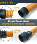 16 Foot Vacuum Hose Kit With Quick Change Adapters And Threaded Coupler For Dust Collection System shown with 1-1/2 inch ID adapter