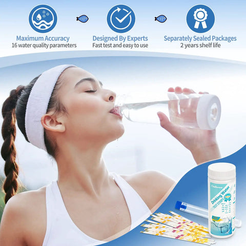 16 In 1 Water Test Kit For Home Use With 125 Test Strips Checks PH Hardness Chlorine Lead Iron Copper Nitrate Nitrite Fluoride