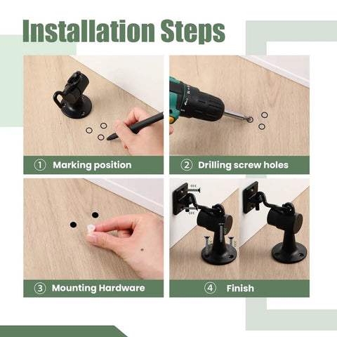 Installation guide for Beefy Heavy Duty Floor Mounted Door Stop 4 Pack 3.5 Inch Aluminum Commercial Grade Door Stopper with rubber bumper